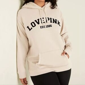 VICTORIA'S SECRET LOVE PINK Everyday Lounge SherpaHood Campus Pullover HoodieXXL